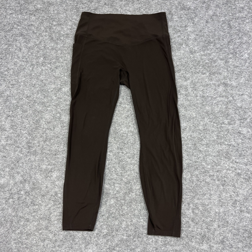 Halara Leggings Womens L Brown Ankle High Rise Nylon Spandex Pockets FITS28x24